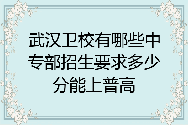 武汉卫校有哪些中专部招生要求多少分能上普高
