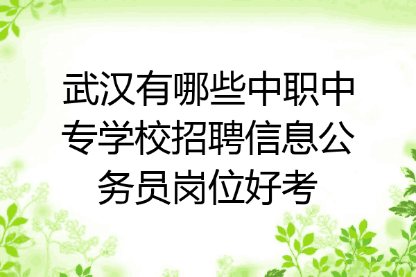 武汉有哪些中职中专学校招聘信息公务员岗位好考