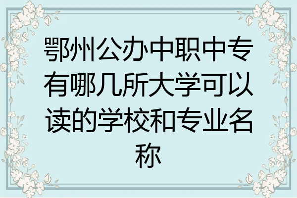 鄂州公办中职中专有哪几所大学可以读的学校和专业名称