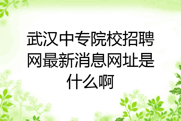 武汉中专院校招聘网最新消息网址是什么啊