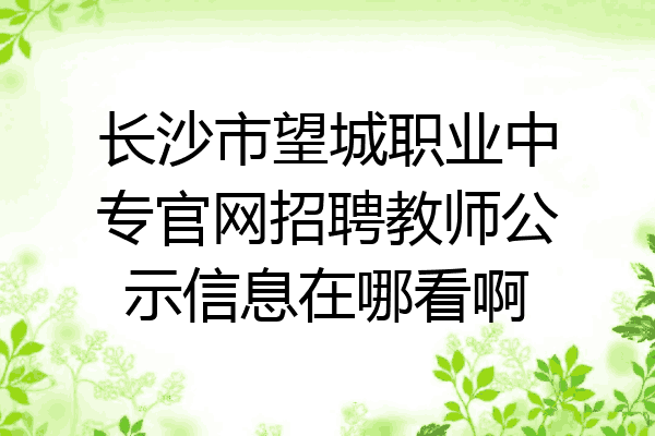 长沙市望城职业中专官网招聘教师公示信息在哪看啊