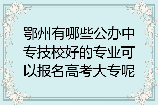 鄂州有哪些公办中专技校好的专业可以报名高考大专呢