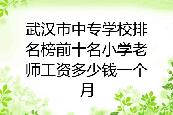 武汉市中专学校排名榜前十名小学老师工资多少钱一个月