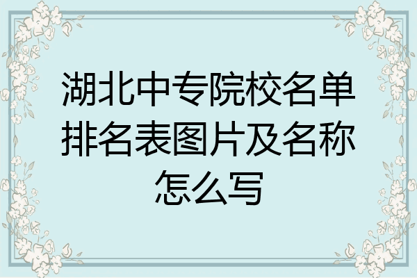 湖北中专院校名单排名表图片及名称怎么写