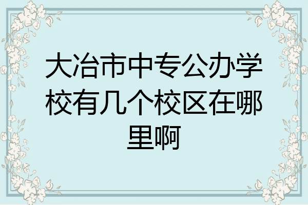 大冶市中专公办学校有几个校区在哪里啊