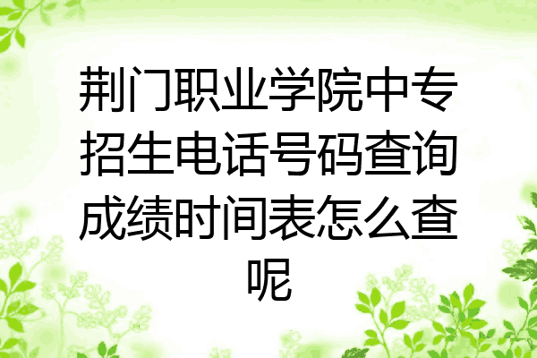 荆门职业学院中专招生电话号码查询成绩时间表怎么查呢