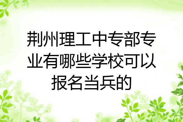 荆州理工中专部专业有哪些学校可以报名当兵的