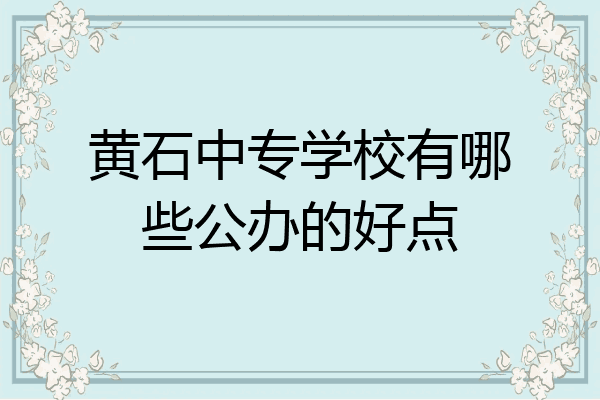 黄石中专学校有哪些公办的好点