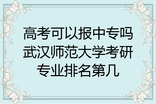 高考可以报中专吗武汉师范大学考研专业排名第几