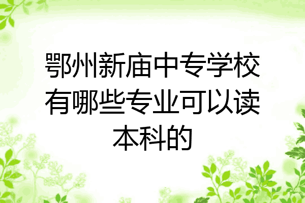 鄂州新庙中专学校有哪些专业可以读本科的