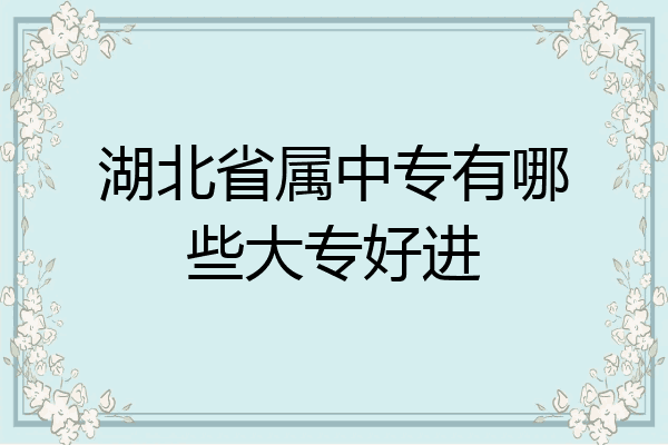 湖北省属中专有哪些大专好进