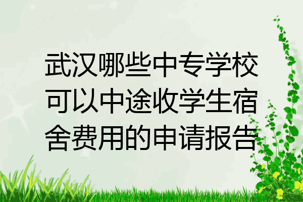 武汉哪些中专学校可以中途收学生宿舍费用的申请报告