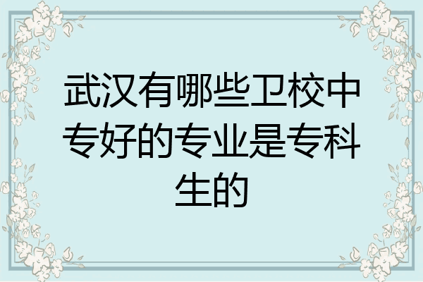 武汉有哪些卫校中专好的专业是专科生的
