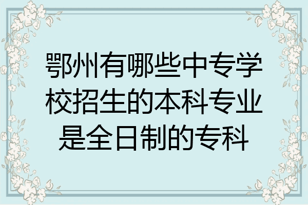 鄂州有哪些中专学校招生的本科专业是全日制的专科