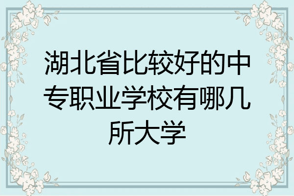 湖北省比较好的中专职业学校有哪几所大学