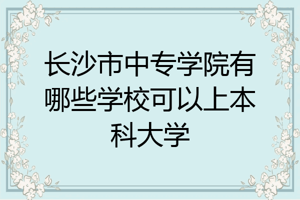 长沙市中专学院有哪些学校可以上本科大学