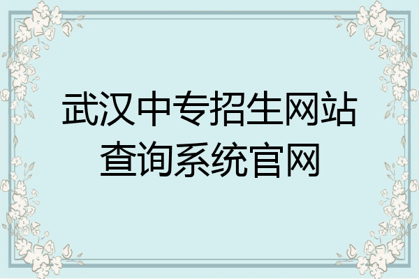 武汉中专招生网站查询系统官网