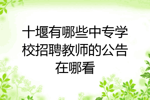 十堰有哪些中专学校招聘教师的公告在哪看