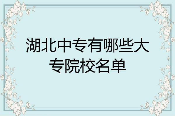 湖北中专有哪些大专院校名单