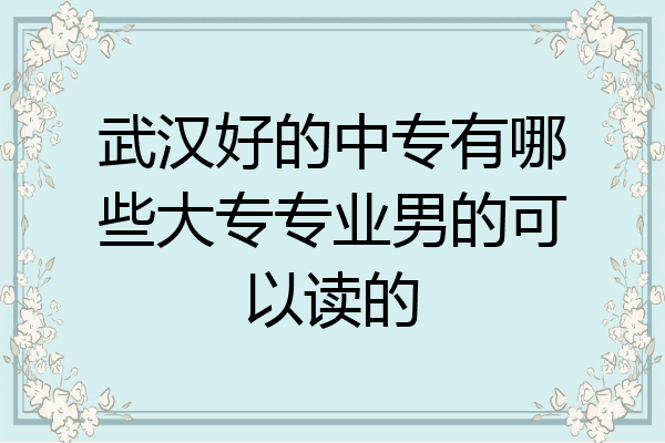 武汉好的中专有哪些大专专业男的可以读的