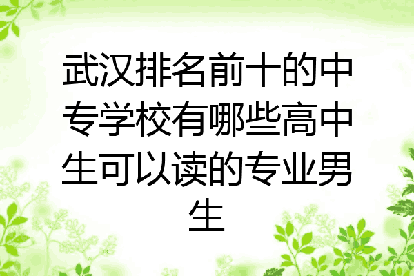 武汉排名前十的中专学校有哪些高中生可以读的专业男生