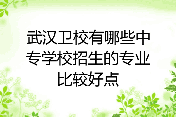 武汉卫校有哪些中专学校招生的专业比较好点
