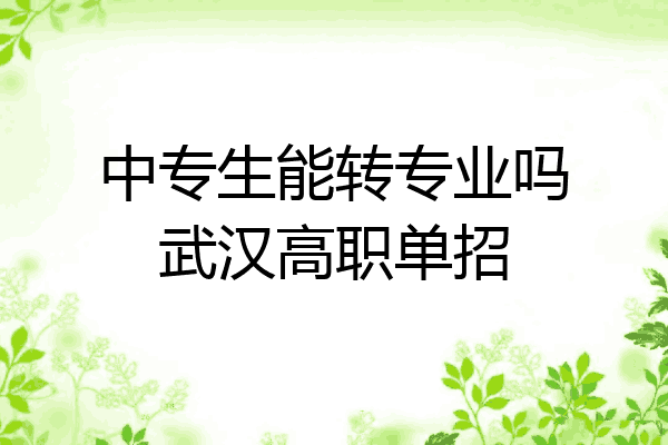中专生能转专业吗武汉高职单招