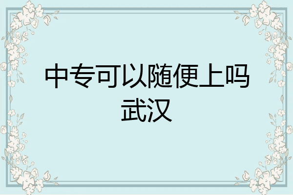 中专可以随便上吗武汉