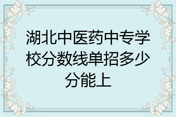 湖北中医药中专学校分数线单招多少分能上