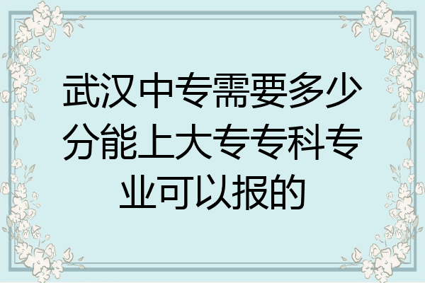 武汉中专需要多少分能上大专专科专业可以报的