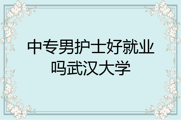 中专男护士好就业吗武汉大学