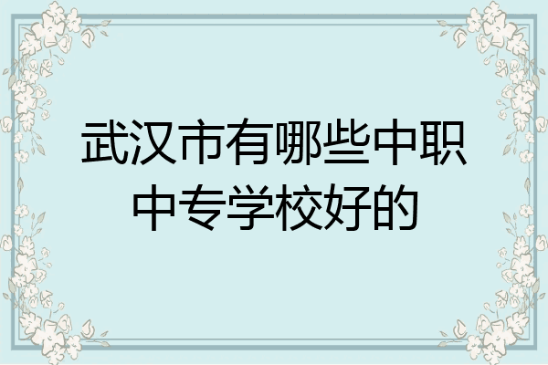 武汉市有哪些中职中专学校好的