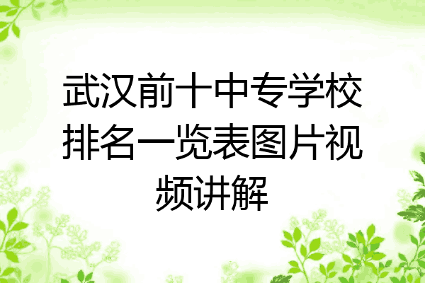 武汉前十中专学校排名一览表图片视频讲解