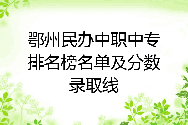 鄂州民办中职中专排名榜名单及分数录取线