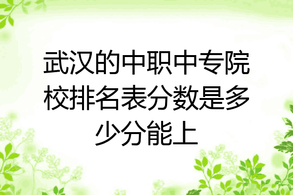 武汉的中职中专院校排名表分数是多少分能上