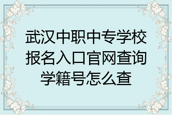 武汉中职中专学校报名入口官网查询学籍号怎么查