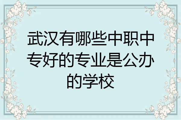 武汉有哪些中职中专好的专业是公办的学校