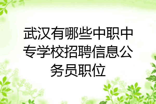武汉有哪些中职中专学校招聘信息公务员职位