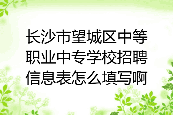 长沙市望城区中等职业中专学校招聘信息表怎么填写啊