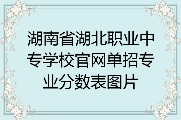 湖南省湖北职业中专学校官网单招专业分数表图片