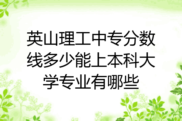 英山理工中专分数线多少能上本科大学专业有哪些
