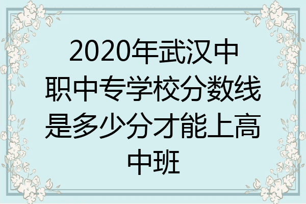 2020年武汉中职中专学校分数线是多少分才能上高中班