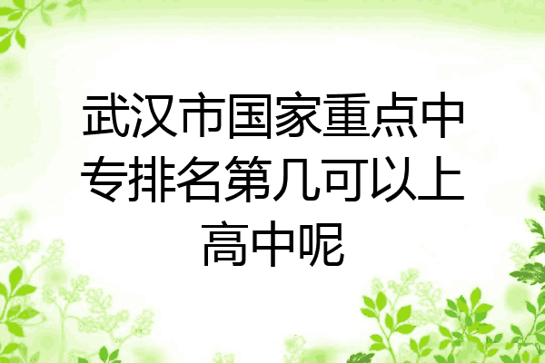 武汉市国家重点中专排名第几可以上高中呢