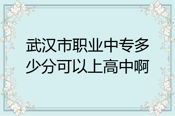 武汉市职业中专多少分可以上高中啊