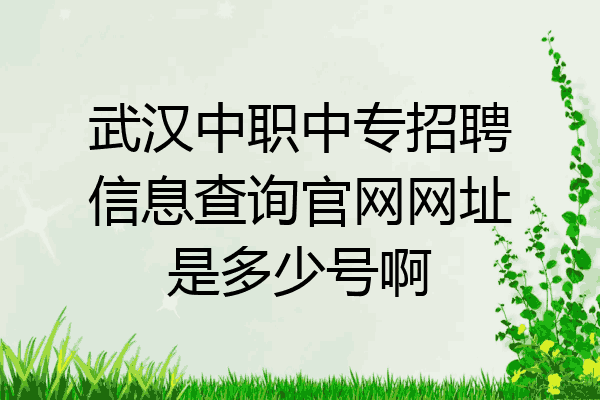 武汉中职中专招聘信息查询官网网址是多少号啊