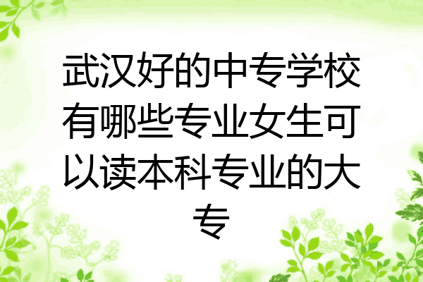 武汉好的中专学校有哪些专业女生可以读本科专业的大专