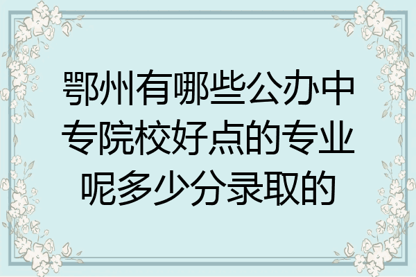 鄂州有哪些公办中专院校好点的专业呢多少分录取的