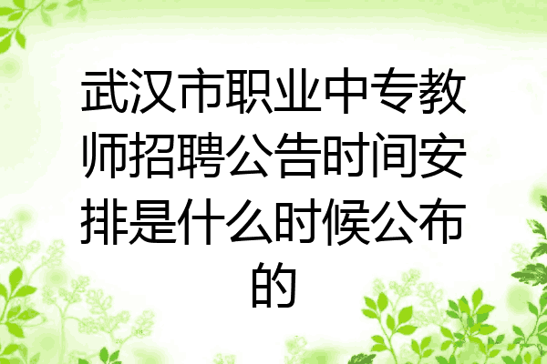武汉市职业中专教师招聘公告时间安排是什么时候公布的