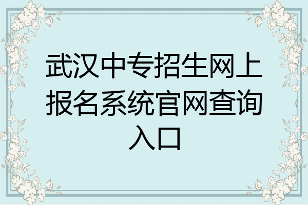武汉中专招生网上报名系统官网查询入口