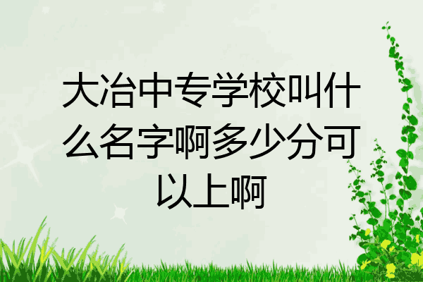 大冶中专学校叫什么名字啊多少分可以上啊